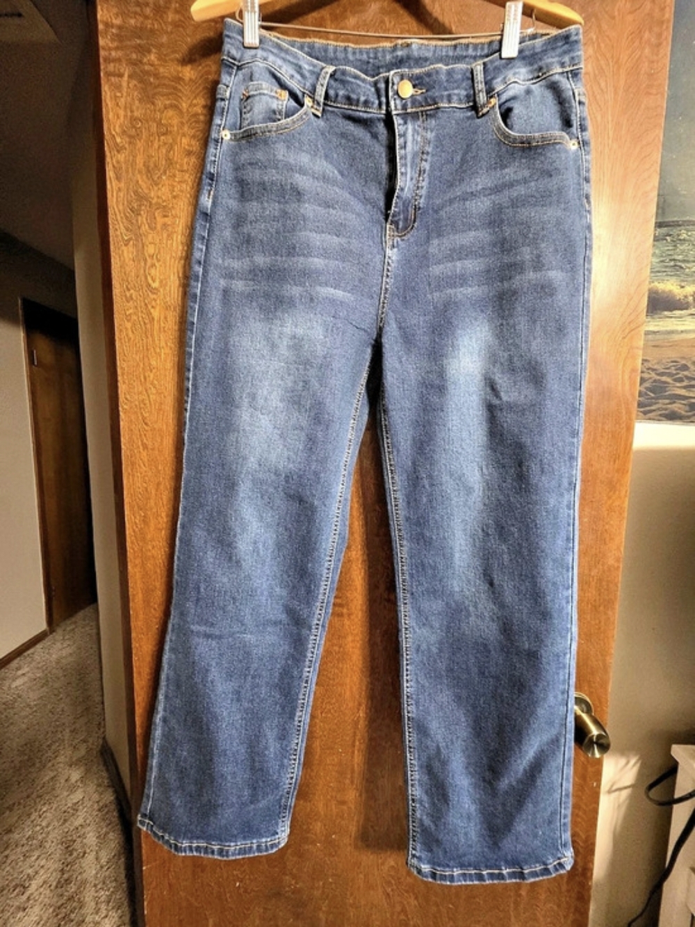 Women's Blue Straight Leg Jeans